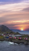 Beautiful Reine fishing village, scenic dramatic views of Lofoten islands in Norway