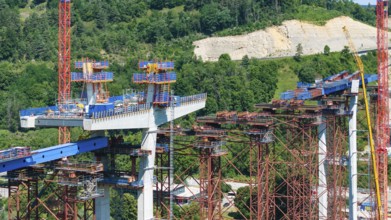 Horb high bridge construction site. Once completed in 2028, the bridge will relieve the town of