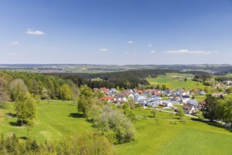 View of Lossburg from the Vogtei Tower in the northern Black Forest, Baden-Württemberg, Germany