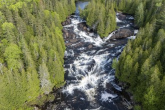Rapids, White waters flowing through the boreal forest, River du Loup, Mastigouche wildlife