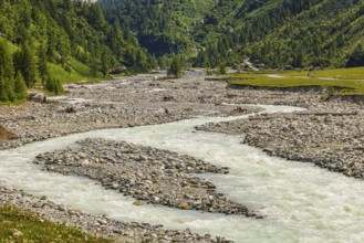 Torrential mountain stream La Navisence, Zinal valley, Val d'Anniviers, Valais Alps, Canton Valais,