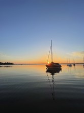 Evening atmosphere, sailing boats on Lake Starnberg, Bavaria, Germany