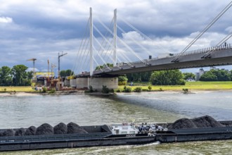 Rhine bridge Duisburg-Neuenkamp, the A40 motorway, start of construction of the second bridge,