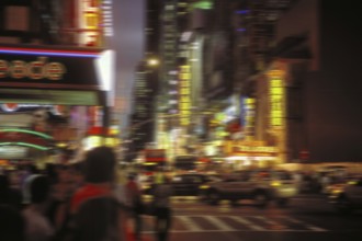New York City at night, blurred, USA