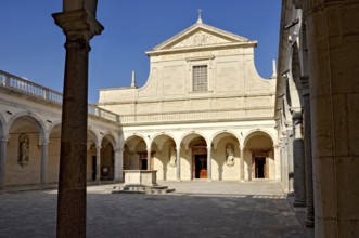 Cloister of the Benefactors with the Basilica Cathedral of the Benedictine Abbey of Montecassino,