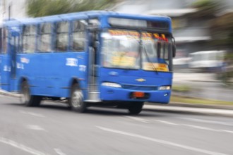 Bus in motion, Motion blur, City of Quito. Pichincha province, Ecuador, South America