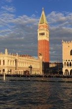 Campanile and St Mark's Square at sunrise, Venice, Veneto, Italy