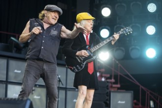 Brian Johnson (singer) and Angus Young (lead guitarist) from AC/DC live on Power Up Tour 2025 at
