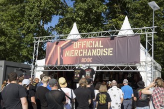 Merchandise at AC/DC live on Power Up Tour 2025 at the Berlin Olympic Stadium on 30 June 2025
