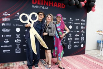 Rolf Scheider, Janine Becker and Barbara Engel at the VIP opening of the new Deinhard Salon Am