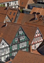 View from the town church tower over the roofs of the historic old town with its four hundred