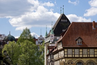 Celle Castle, Bomann Museum and half-timbered house with museum café in the old town, Celle, Lower