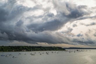 Sunset of Yachts over Ramshorn Lake and Brownsea, Poole, Dorset, England, United Kingdom