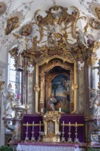 Backdrop altar in the baroque church of St Peter and Paul, Thalstr .31, Peterstahl, Oy Mittelberg,