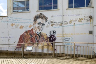 George Orwell mural picture Southwold, Suffolk, England, UK by artist Charles Uzzell-Edwards 2014
