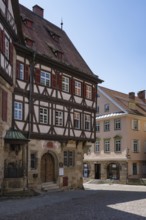 Historic half-timbered houses surround Georg Christian von Kessler Platz, Kessler sparkling wine