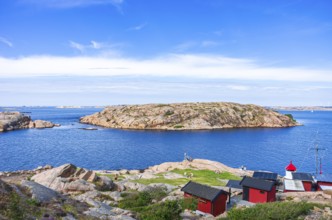 Rinkenäs seaside resort and view of the archipelago, coast of Lysekil, Bohuslän, Västra Götalands