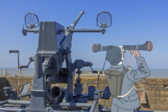German Flak 28, Bofors 40 mm anti-aircraft gun, at WW2 Saltzwedel-neu Battery, Raversyde