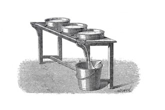 Dairy industry, butter production, French skimming device around 1860, digitally improved