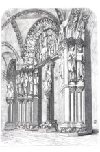 Portal at the Cathedral of Santiago de Compostella, Spain, Historical, digitally enhanced
