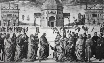 The Handing over of the Keys to St Peter, 1482, Pietro Perugino, Sistine Chapel, Vatican, digitally
