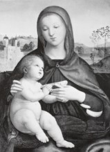 Madonna with Child and Book, 1502, after an oil painting by Raphael, digitally enhanced