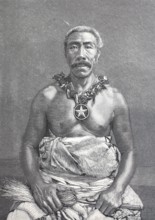 King Tamefese of Samoa after the royal election, c. 1881, digitally enhanced reproduction of a 19th