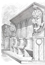 Choir stalls in the Minster Church of St Alexandri in Einbeck, Lower Saxony, Germany, Historical,