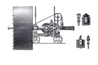 Tunnel boring machine, invented by P.F. Gay (Paris), historical, digitally enhanced reproduction of