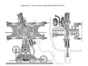 Improved coal and ore processing machine, historical, digitally enhanced reproduction of a model