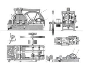 Riveting machine by D. and J. Tannahill, historical, digitally enhanced reproduction of a model