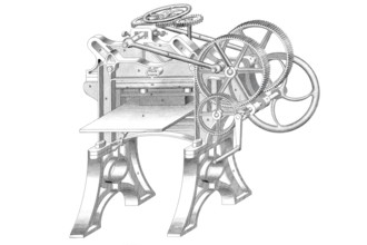Paper cutting machine from the company T.R. Ulisch in Leipzig, around 1860, historical, digitally