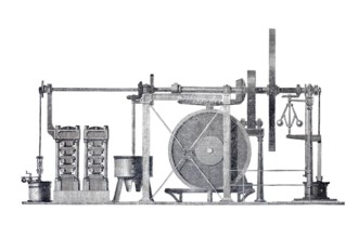 Transportable oil mill, powered by steam, after A. Samuelson, Historical, digitally enhanced