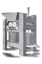 Fruit press, fruit press, by Karl Chop, historical, digitally enhanced reproduction of a model from