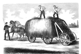Agriculture, hay loader, after J. W. Foust, historical, digitally enhanced reproduction of a model