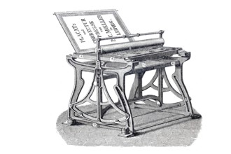 Print shop, Poster press, Proofreading press, Historical, digitally enhanced reproduction of an