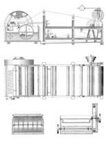 Cardboard machine by F. Walter from Leipzig, historical, digitally improved reproduction of a model