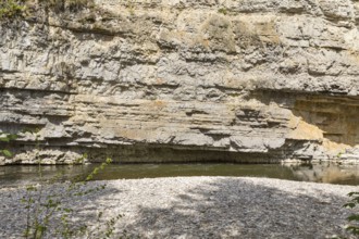 River Wutach in the Wutach Gorge, sinking of the river between shell limestone rocks, Black Forest,