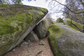 Granite rock Günterfelsen near the source of the Danube, Furtwangen in the Black Forest,