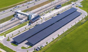 Largest charging park in the world at Merklingen Swabian Alb railway station. 259 covered stations