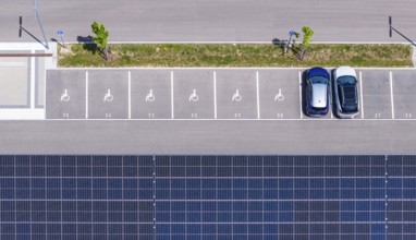 Disabled parking spaces at the world's largest loading car park at Merklingen Swabian Alb station.