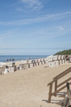 Natural sandy beach, beach chairs, stairway, Baltic resort Rerik, Baltic Sea, Rostock district,