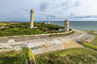 WHALE LIGHTHOUSE from a drone, Saint-Clement-des-Baleines, Atlantic, France
