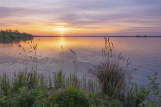 Evening mood at the Steiunhuder Meer, sunset, landscape photo, nature photo, landscape format,