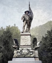 The Andreas Hofer Monument on Mount Isel near Innsbruck, Austria, illustration, published 1890,