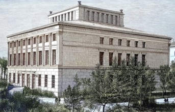 The university building in Halle an der Saale, Germany, illustration, published 1890, reproduction,