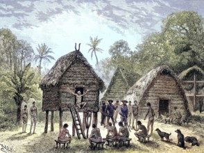 An evocation in a Poligudu Negro village in French Guiana, France, illustration, published 1890,