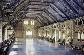 The Wartburg in Eisenach, Germany, the banquet hall, illustration from 1894, reproduction,