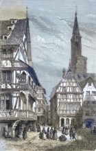 Place du Marché aux Cochons de Lait, the piglet market, in Strasbourg, France, historical picture