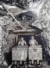 Mine, mining of slate, copper slate, transport with a tradition, mine in Mansfeld, near Goslar,